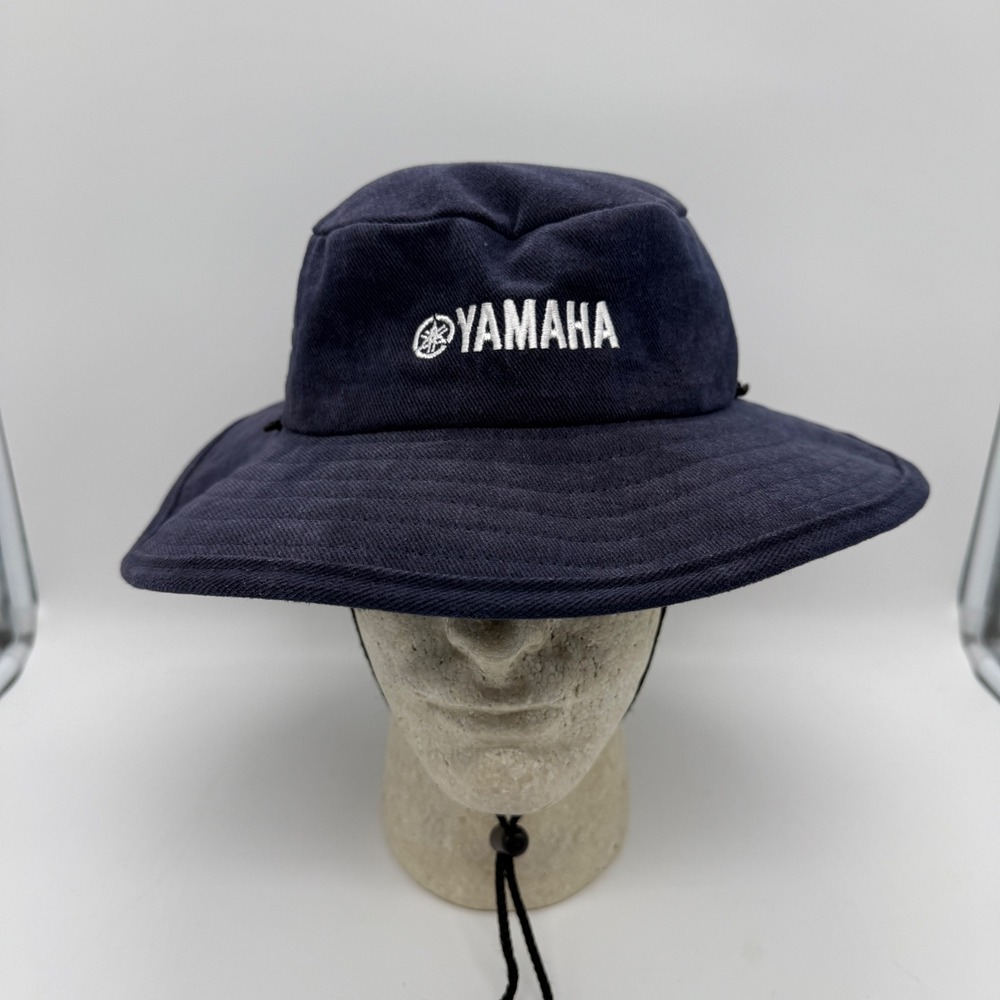 Yamaha Hat Navy Blue Sun Bucket Fishing Cap Embroidered Logo Adjustable Boonie - Picture 2 of 9